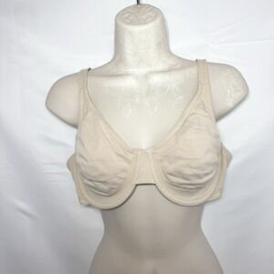 VICTORIA'S SECRET Unlined Cotton Bra 38D Logo Elastic Band Beige Retired BBV